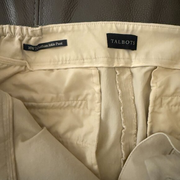 Talbots  Plus Exclusive Chatham Slim Ankle Pants - Solid Gypsom- Curvy Fit - Picture 7 of 8